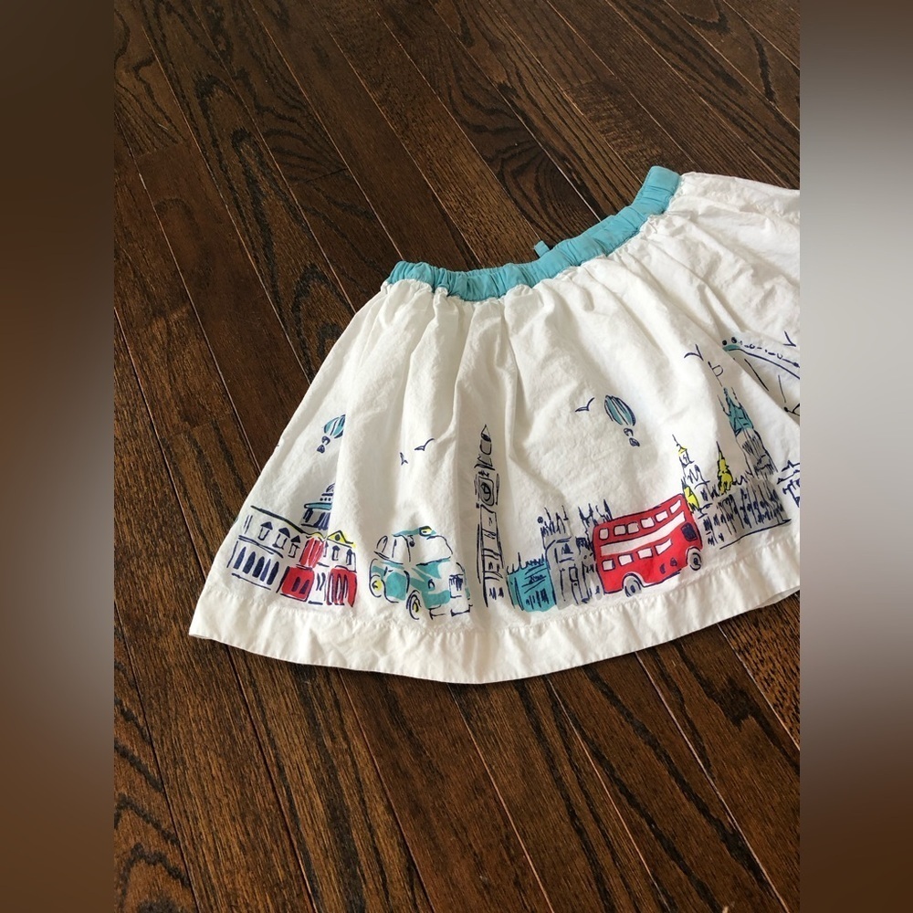 Mini Boden Girls 7-8Y London Themed A-Line Ruffled Mini Skirt w/Adjustable Waist - Picture 13 of 15